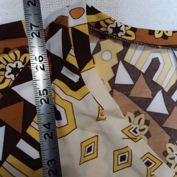 Linea By Louis Dell’Olio Yellow Brown Black Motif V-neck Blouse 2X - Picture 10 of 11